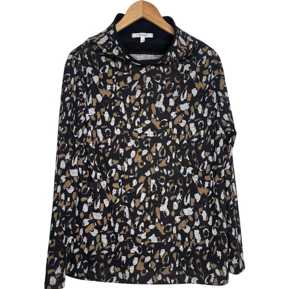 Sympli | Funnel Neck Leopard Abstract Lightweight Sweater Artsy Contemporary - Picture 1 of 4